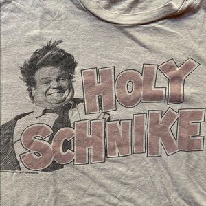 Chris Farley Gray Graphic T-Shirt with 'Holy Schnike' Print